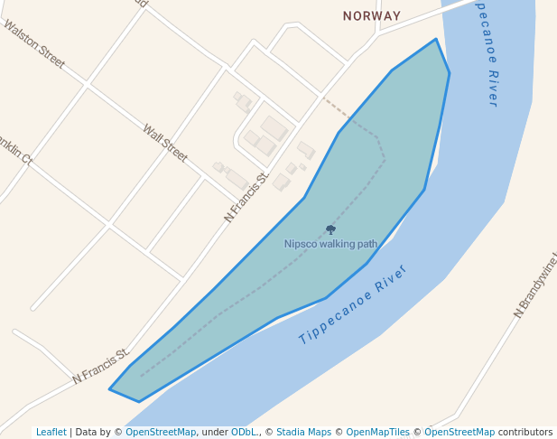 walking in Nipsco walking path map in Monticello