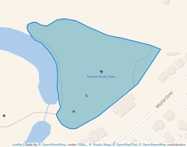 walking in Mamie Hicks Park map in Shreveport