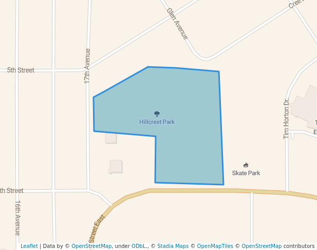 walking in Hillcrest Park map in Cochrane