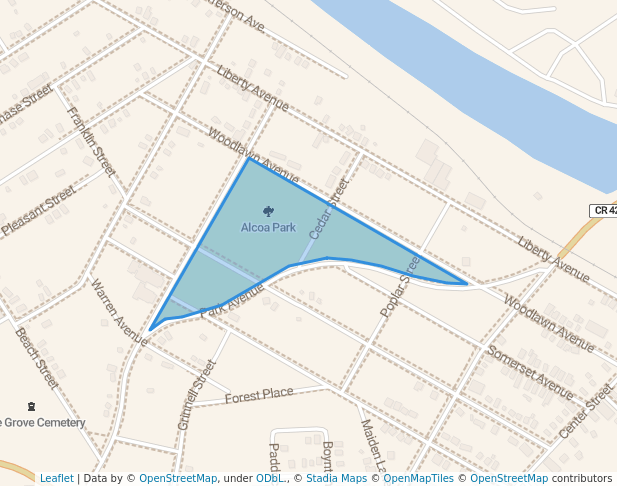 walking in Alcoa Park map in Massena