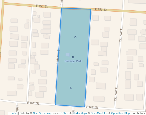 walking in Brooklyn Park map in Hibbing