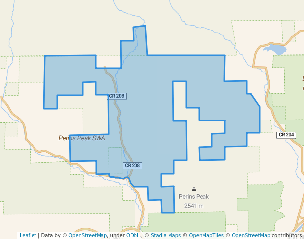 walking in Perins Peak State Wildlife Area' map in Durango