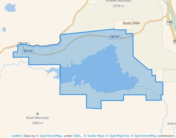 walking in BOR - Lake Nighthorse Recreation Area map in Durango