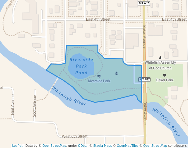 walking in Riverside Park map in Whitefish