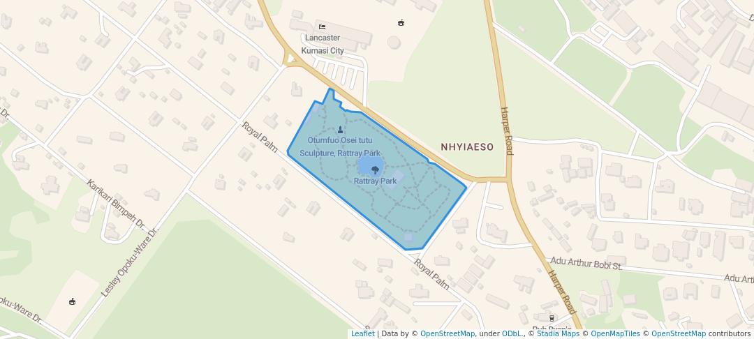 walking in Rattray Park map in Kumasi