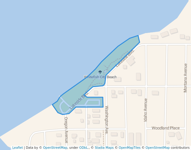walking in Whitefish City Beach map in Whitefish