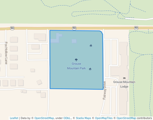 walking in Grouse Mountain Park map in Whitefish