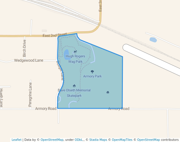 walking in Armory Park map in Whitefish