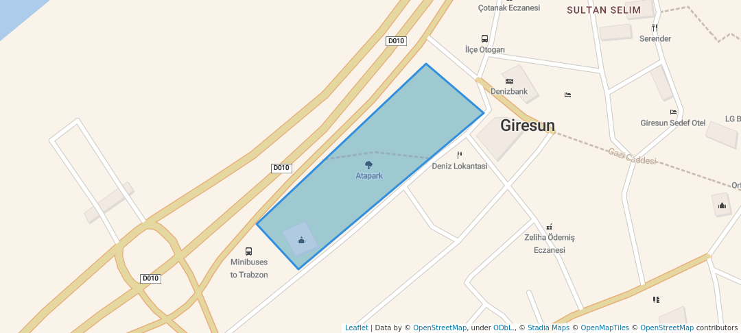 walking in Atapark map in Giresun