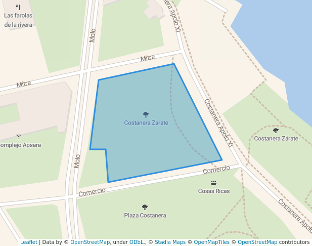 walking in Costanera Zarate map in Zárate