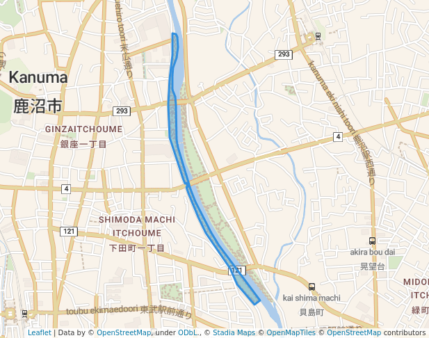 walking in 黒川緑地 map in Kanuma