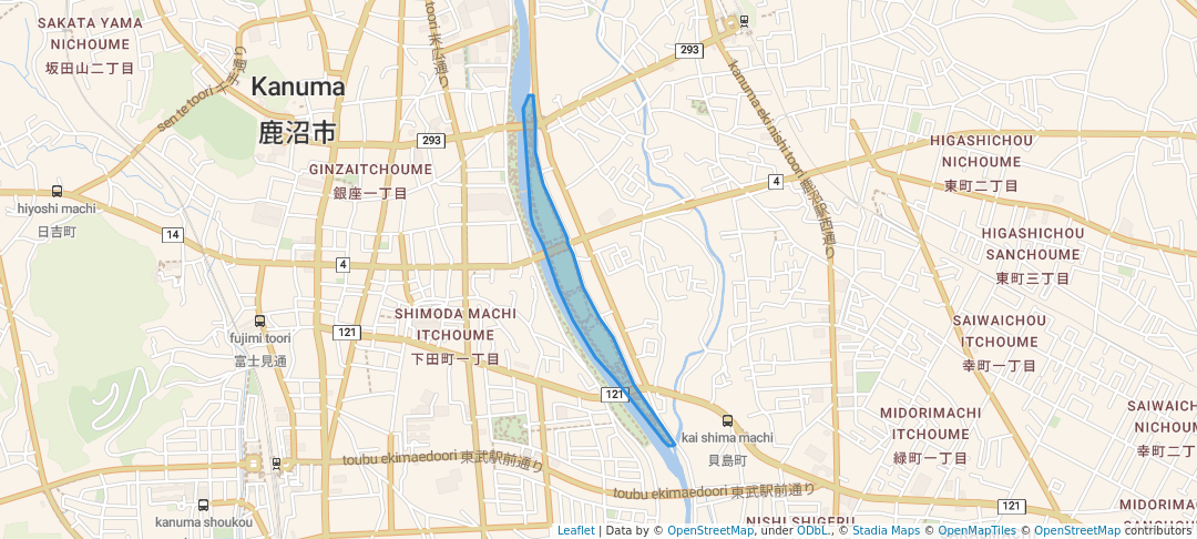 walking in 黒川緑地 map in Kanuma