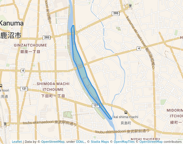 walking in 黒川緑地 map in Kanuma
