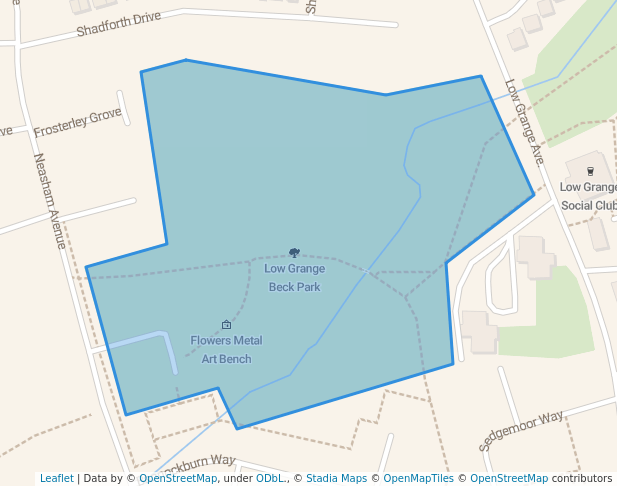 walking in Low Grange Beck Park map in Stockton-on-Tees
