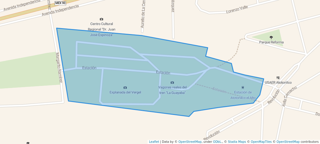 walking in Explanada de la Feria del Vergel map in Atotonilco el Alto