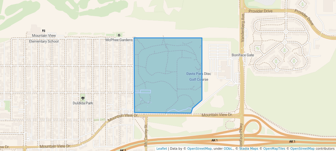 walking in Davis Park map in Anchorage