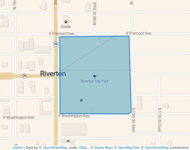 walking in Riverton City Park map in Riverton