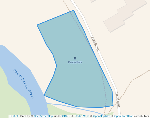 walking in Peace Park map in Queanbeyan East