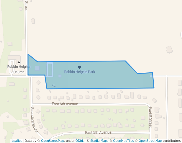 walking in Robbin Heights Park map in Raeford