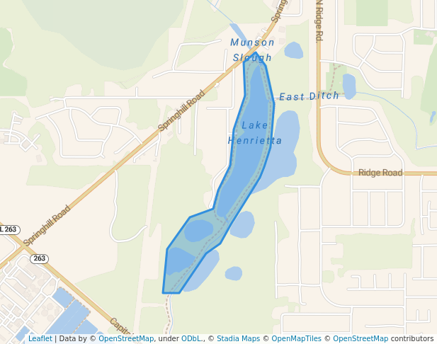 walking in Lake Henrietta Park map in Tallahassee