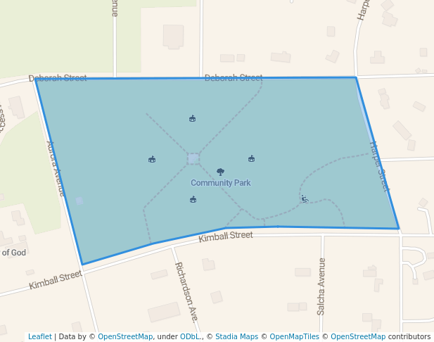 walking in Community Park map in Delta Junction