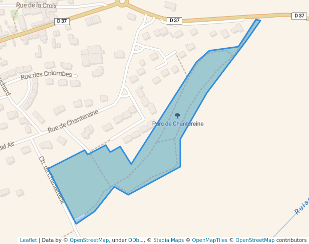 walking in Parc de Chantereine map in Bais