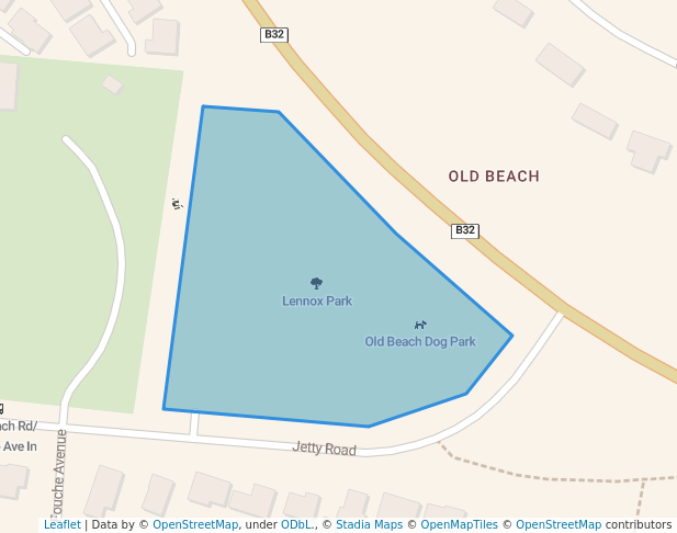 walking in Lennox Park map in Old Beach