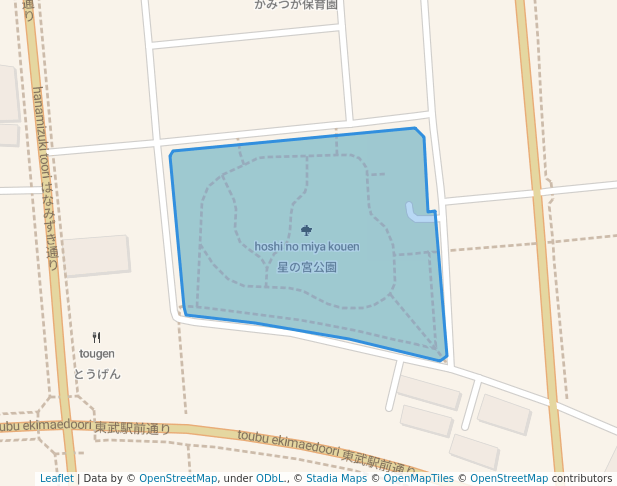 walking in 星の宮公園 map in Kanuma