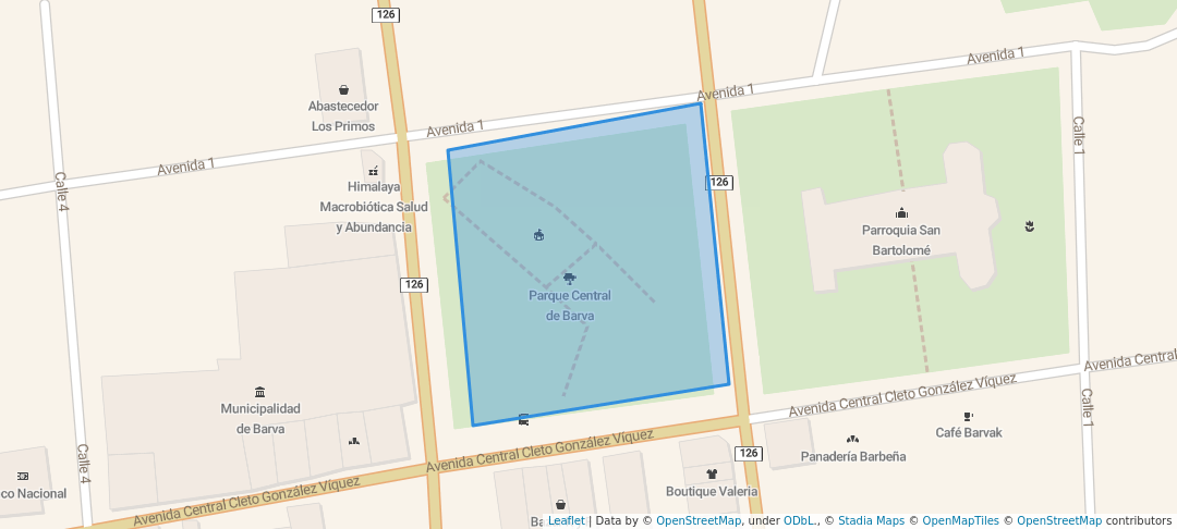 walking in Parque Central de Barva map in Barva