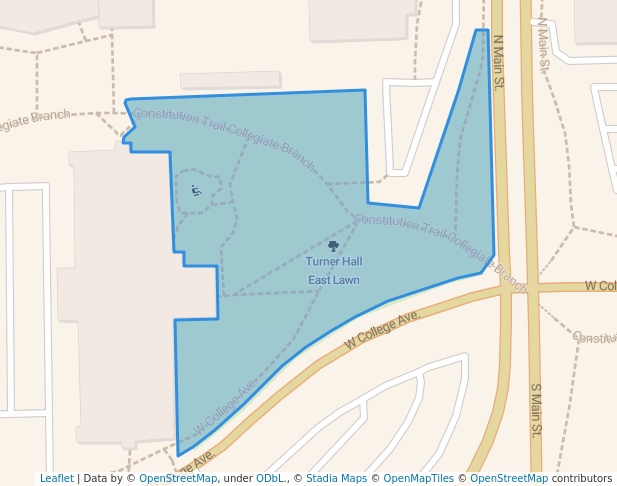 walking in Turner Hall East Lawn map in Normal