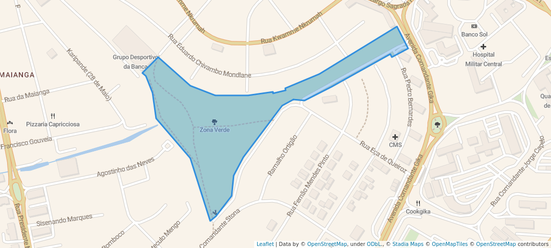 walking in Zona Verde map in Luanda