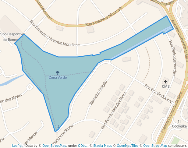 walking in Zona Verde map in Luanda