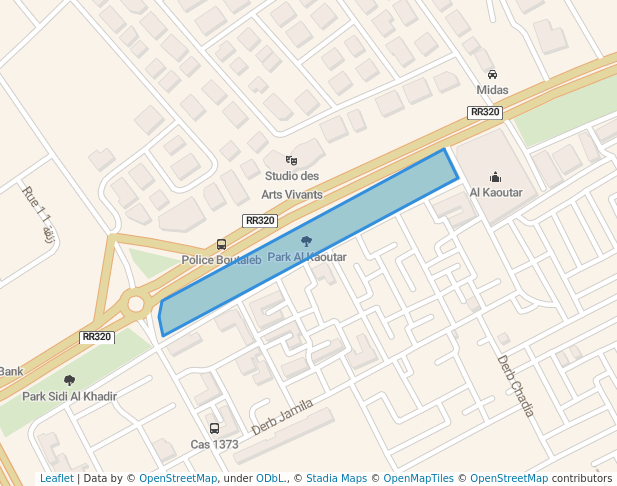 walking in Park Al Kaoutar map in Casablanca