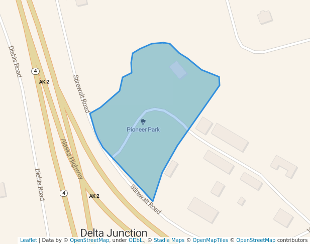 walking in Pioneer Park map in Delta Junction