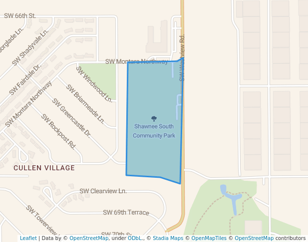 walking in Shawnee South Community Park map in Topeka