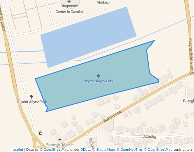 walking in Heydar Aliyev Park map in Qazax