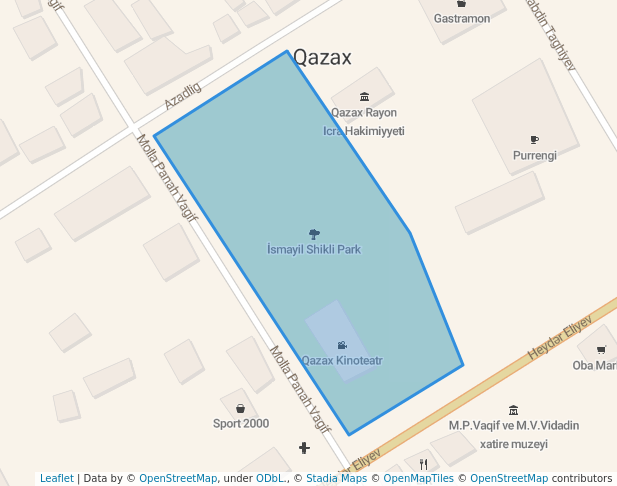 walking in Ismayil Shikhli Parki map in Qazax