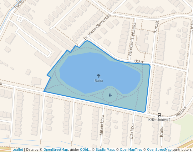 walking in Baňa map in Michalovce