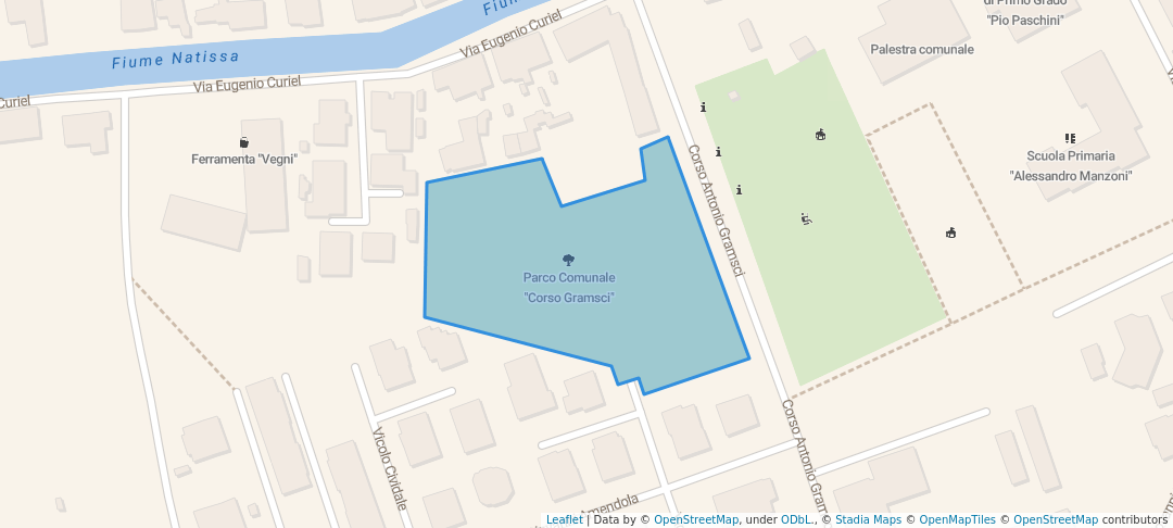 walking in Parco Comunale "Corso Gramsci" map in Aquileia