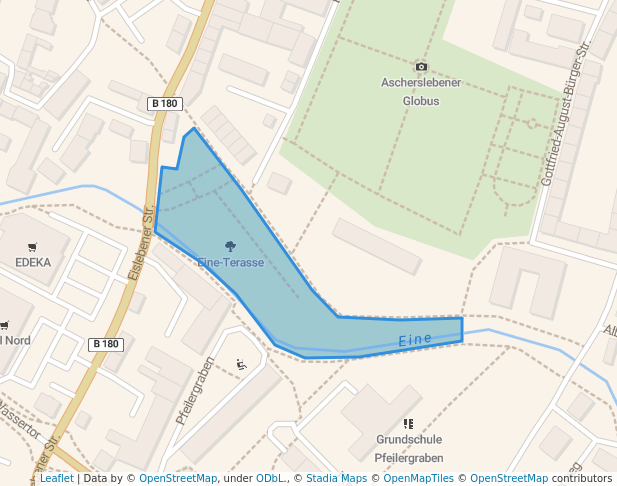 walking in Eine-Terasse map in Aschersleben