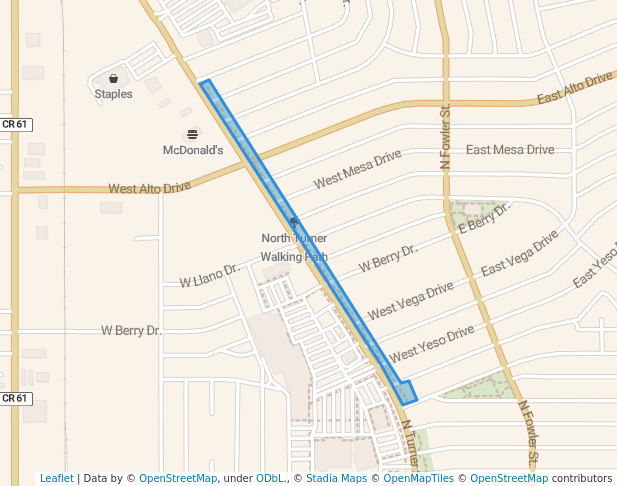 walking in North Turner Walking Path map in Hobbs