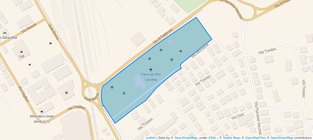 walking in Parco di Villa Candida map in Foligno