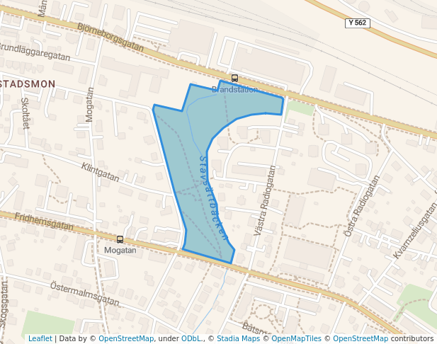 walking in Bäckparken map in Sundsvall