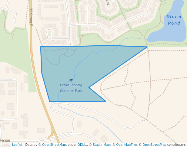 walking in Drake Landing Common Park map in Okotoks