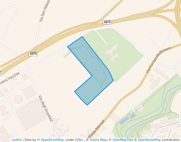 walking in Parco delle Fornacette map in Foligno