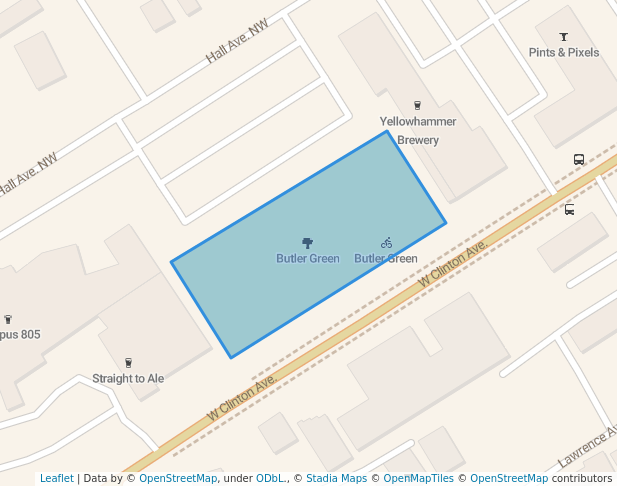 walking in Butler Park map in Huntsville