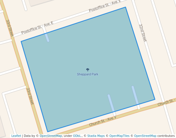 walking in Sheppard Park map in Galveston