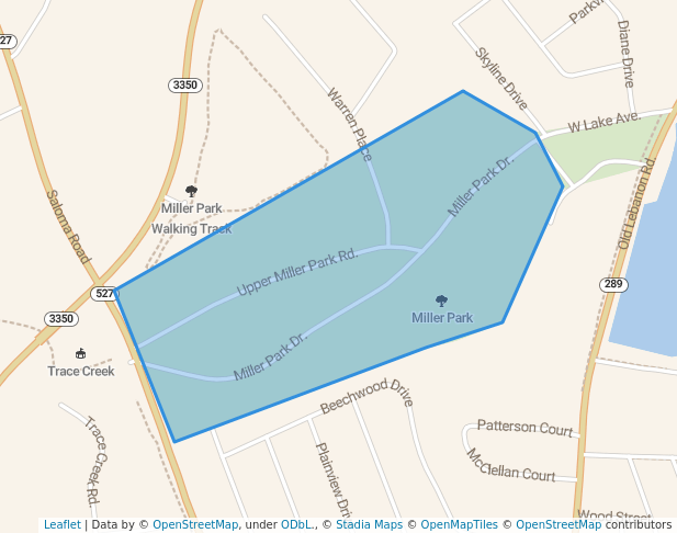 walking in Miller Park map in Campbellsville