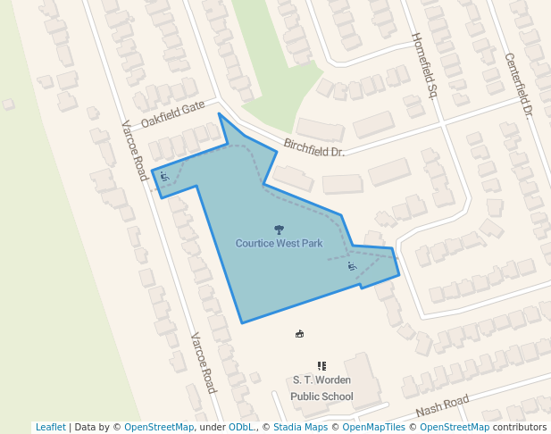 walking in Courtice West Park map in Bowmanville