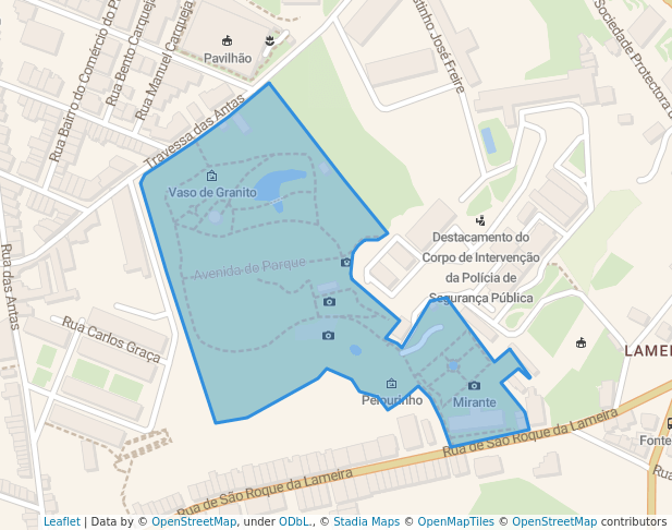 walking in Parque de São Roque map in Porto